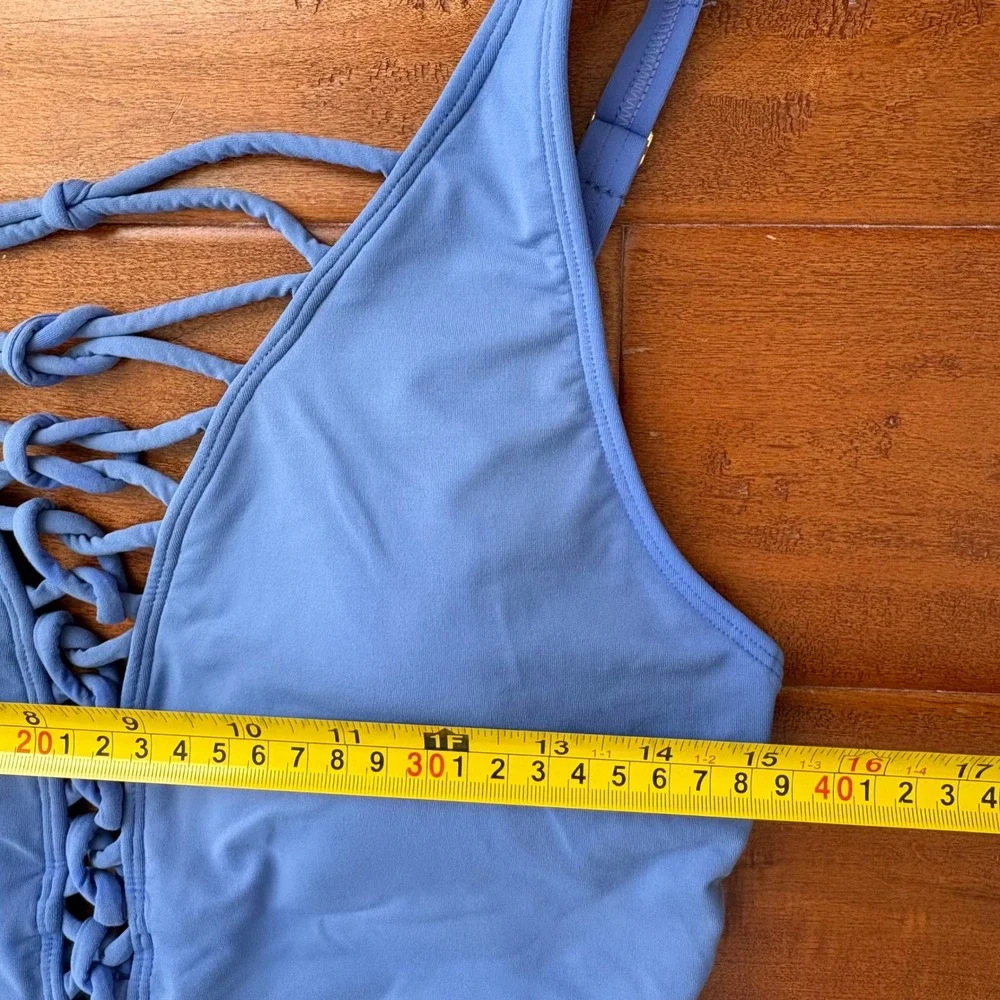 Bleu Rod Beattie Lace-Up One Piece Swimsuit Womens 10 Blue